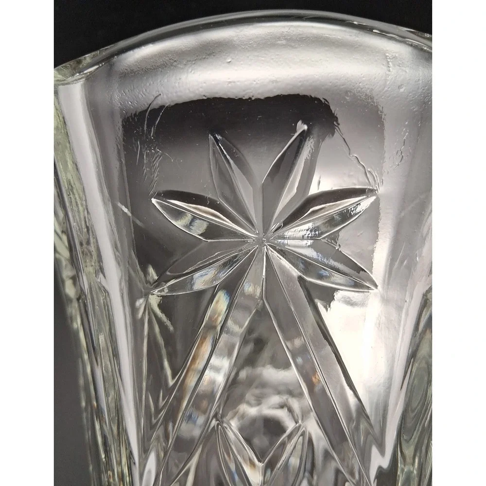 Vintage Hazel Atlas Starburst Pressed Glass Vase 10 in.
